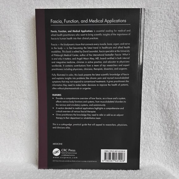 New 'Fascia, Function, and Medical Applications' CRC Press Soft Cover Textbook!! - Picture 2 of 4